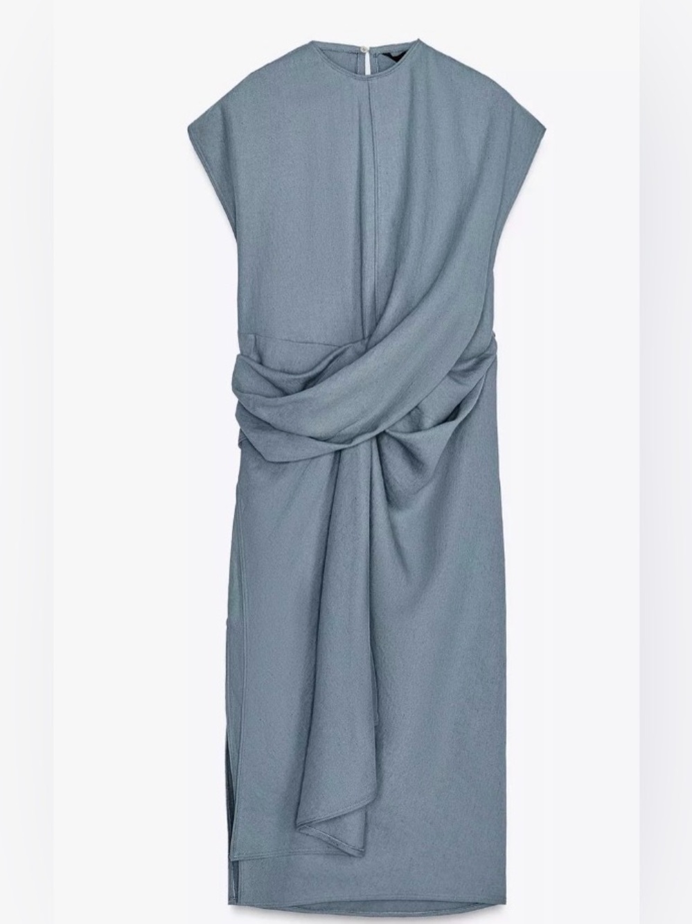 ZARA Linen Blend Maxi Dress Maxi Dress in Blue Size Medium NWT